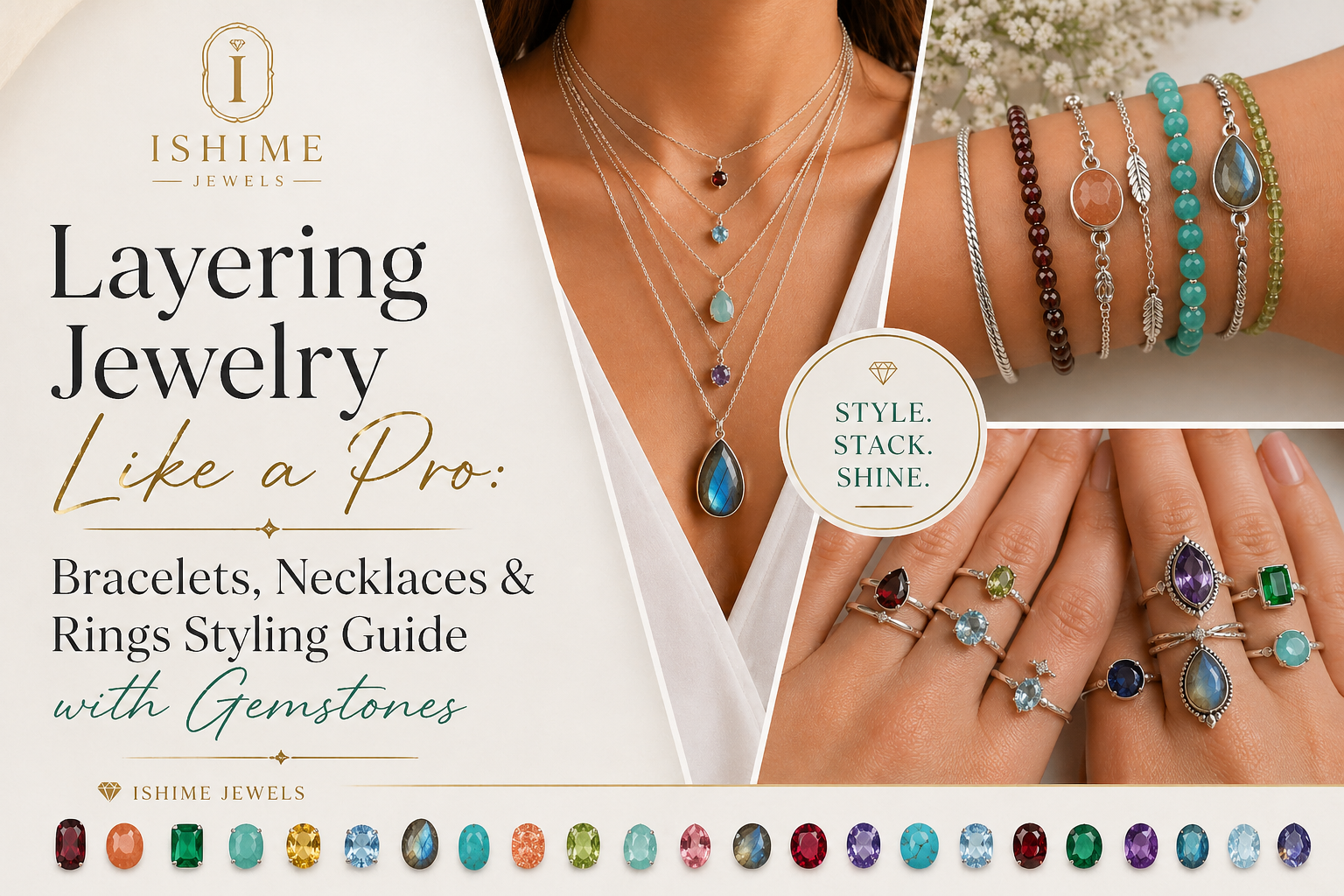 Layering Jewelry Like a Pro: Bracelets, Necklaces & Rings Styling Guide with Gemstones