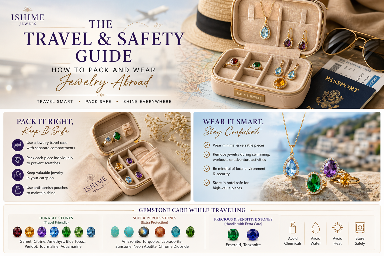 The Travel & Safety Guide: How to Pack and Wear Jewelry Abroad (Expert Tips by Ishime Jewels)
