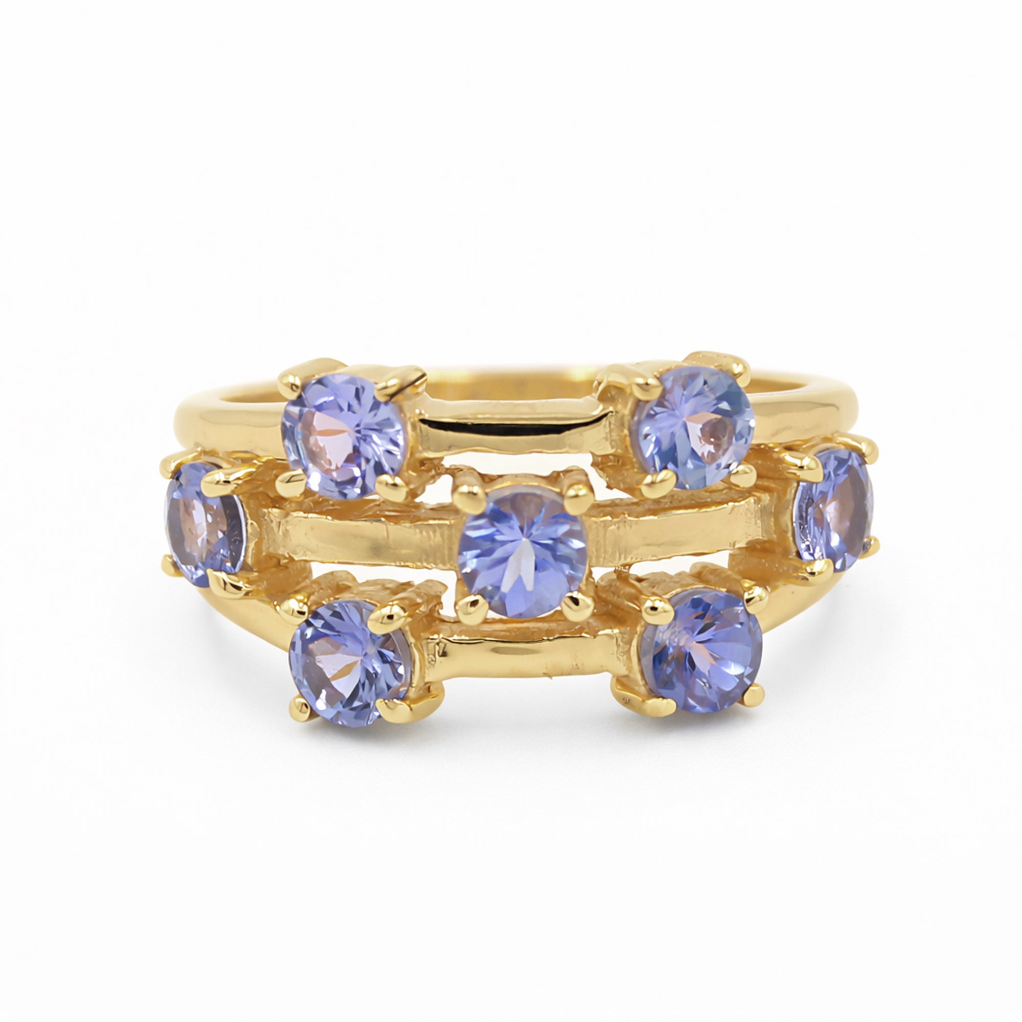 Blue Seven Star Universe 3 Layer Brand Tanzanite Ring