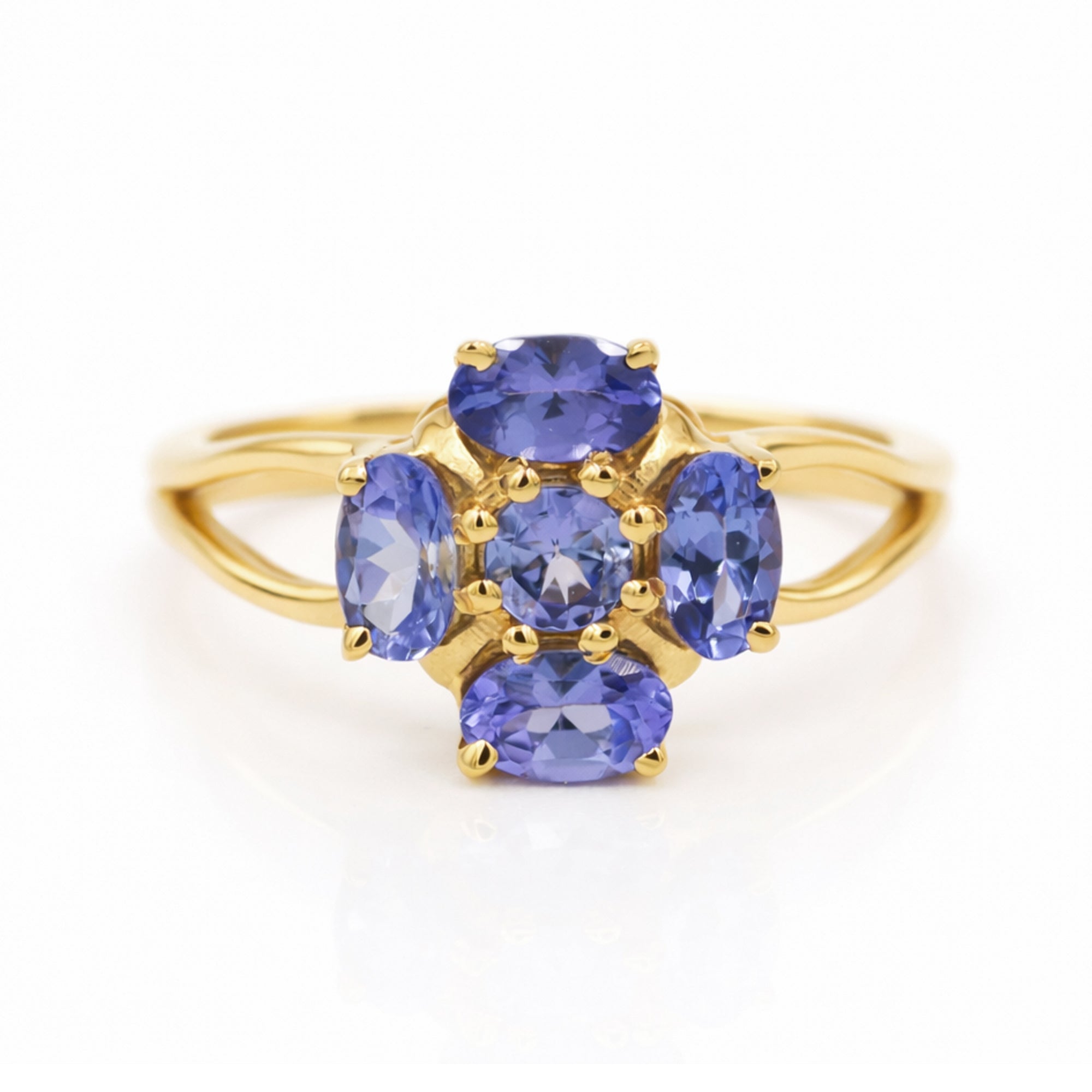 Lungwort Blue Flower Tanzanite Ring in 925 Sterling Silver