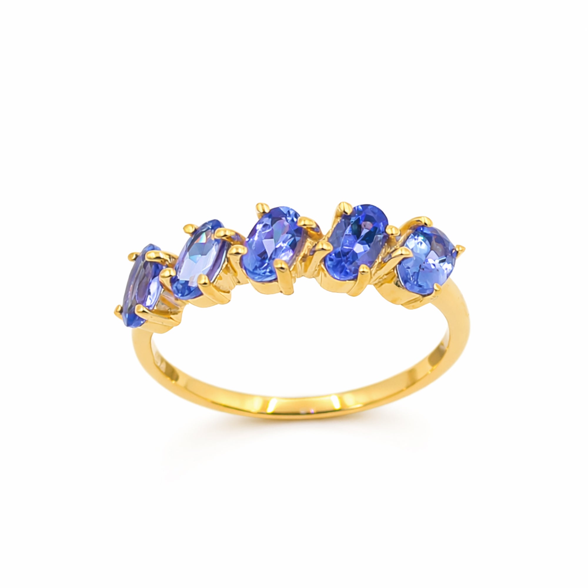 Five Pillars Tanzanite Oval Ring in 925 Silver