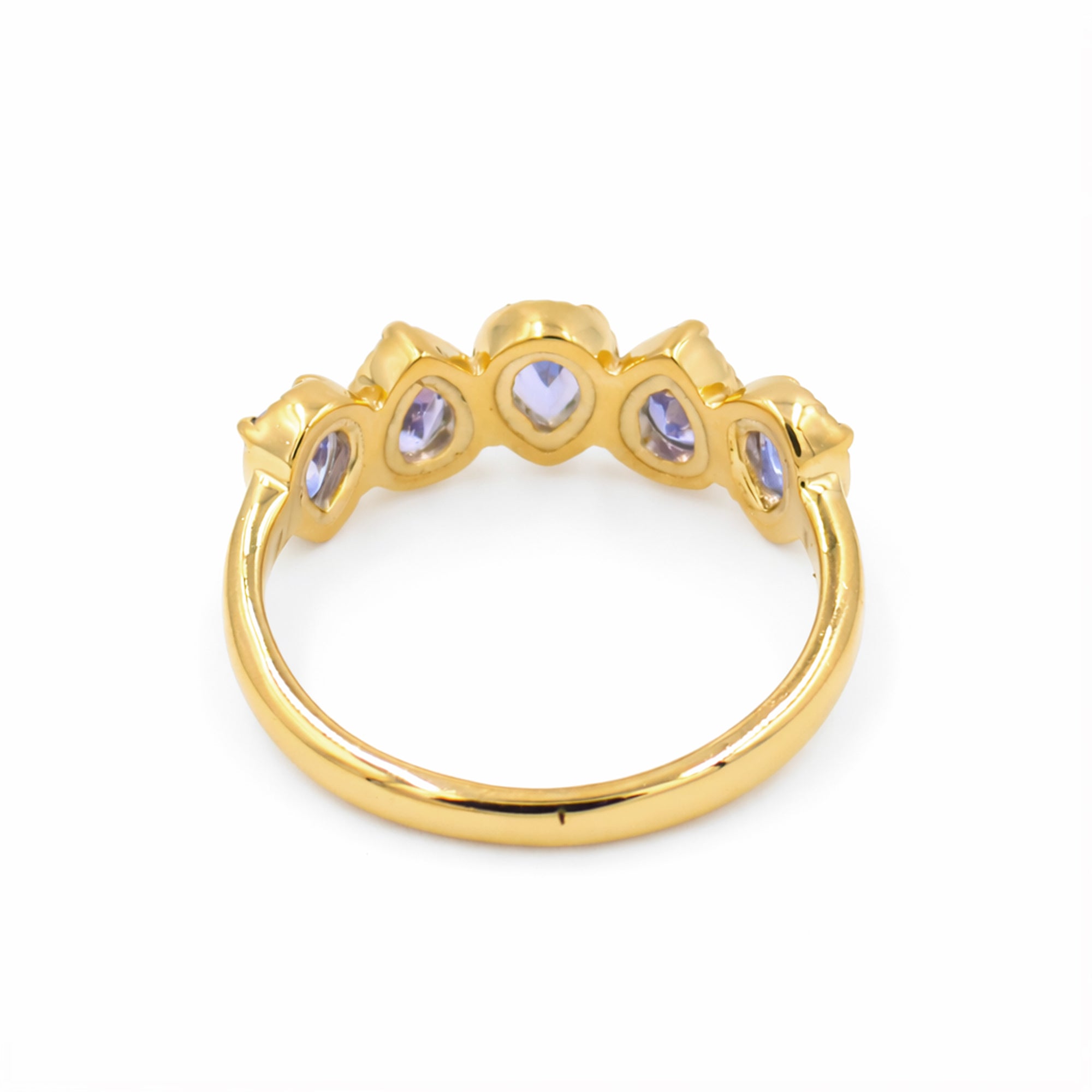 Five Pear Tanzanite Cluster Ring in 925 Silver