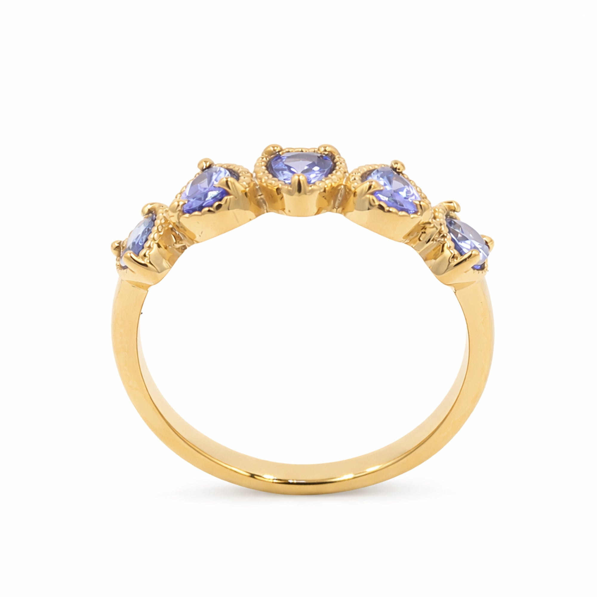 Five Pear Tanzanite Cluster Ring in 925 Silver