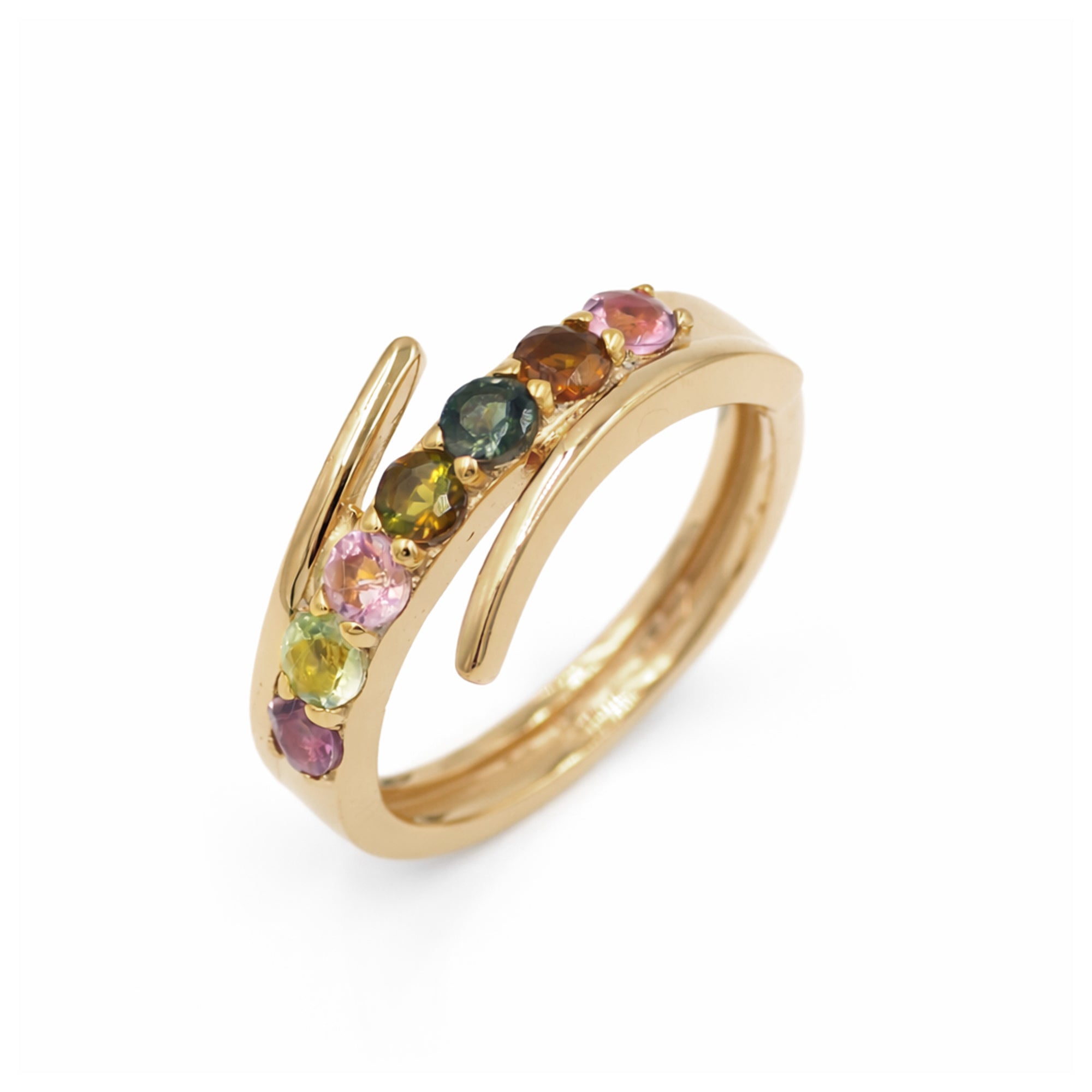 Seven Stone Tourmaline Fancy Band Ring in 925 Silver