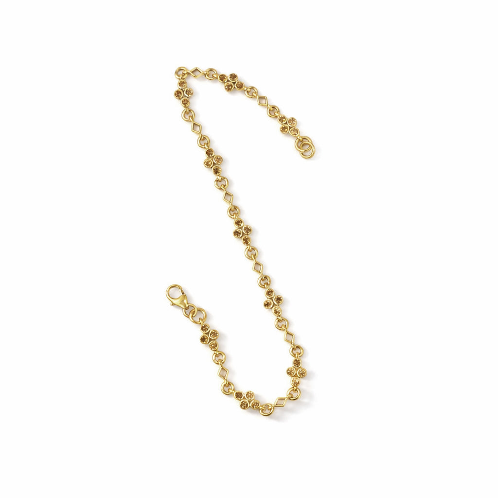 Multi Tourmaline Symmetric Pattern Charm Link Bracelet in 925 Silver