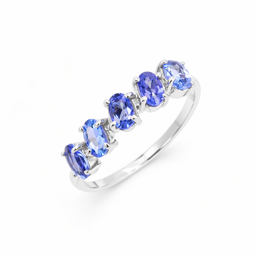 Five Pillars Tanzanite Oval Ring in 925 Silver