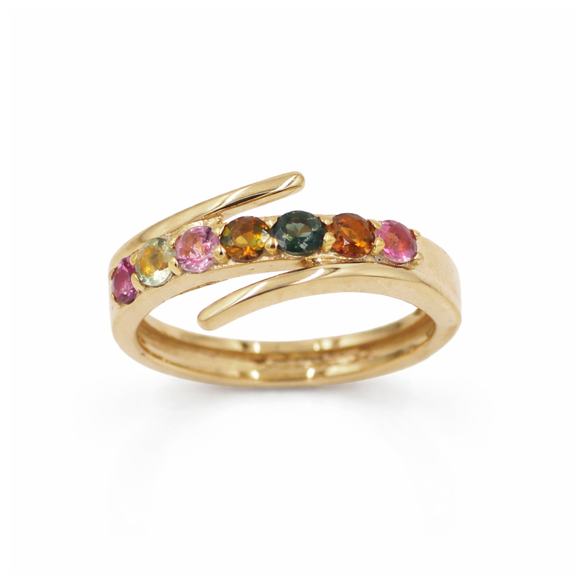 Seven Stone Tourmaline Fancy Band Ring in 925 Silver