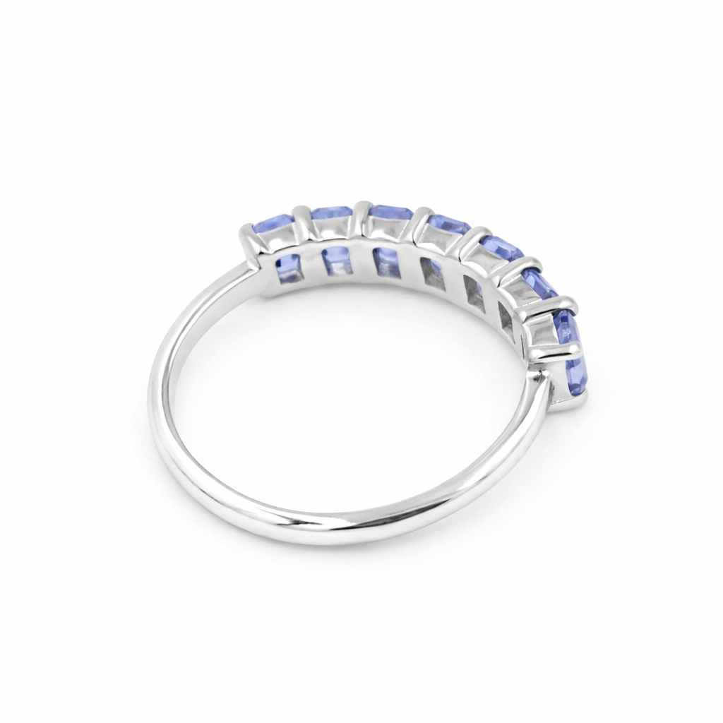 Seven Blue Stone Octagon Tanzanite Band in 925 Silver