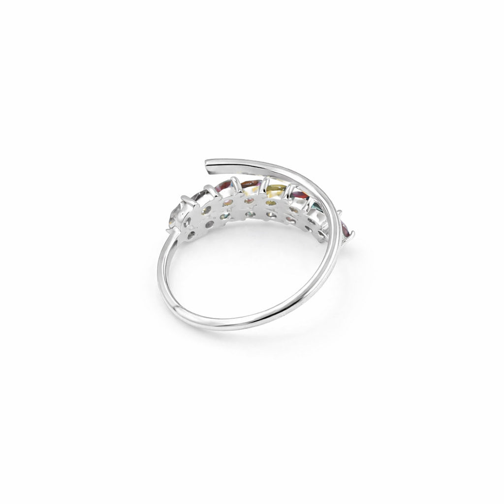 Multi Tourmaline Marquise Leaf Design Ring in 925 Silver