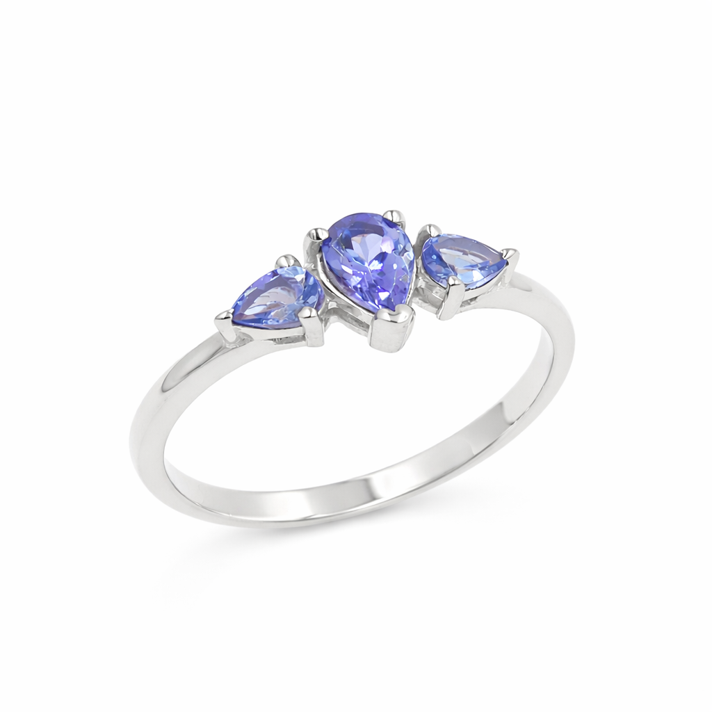 Tripology Tanzanite Three-Stone Ring in 925 Silver