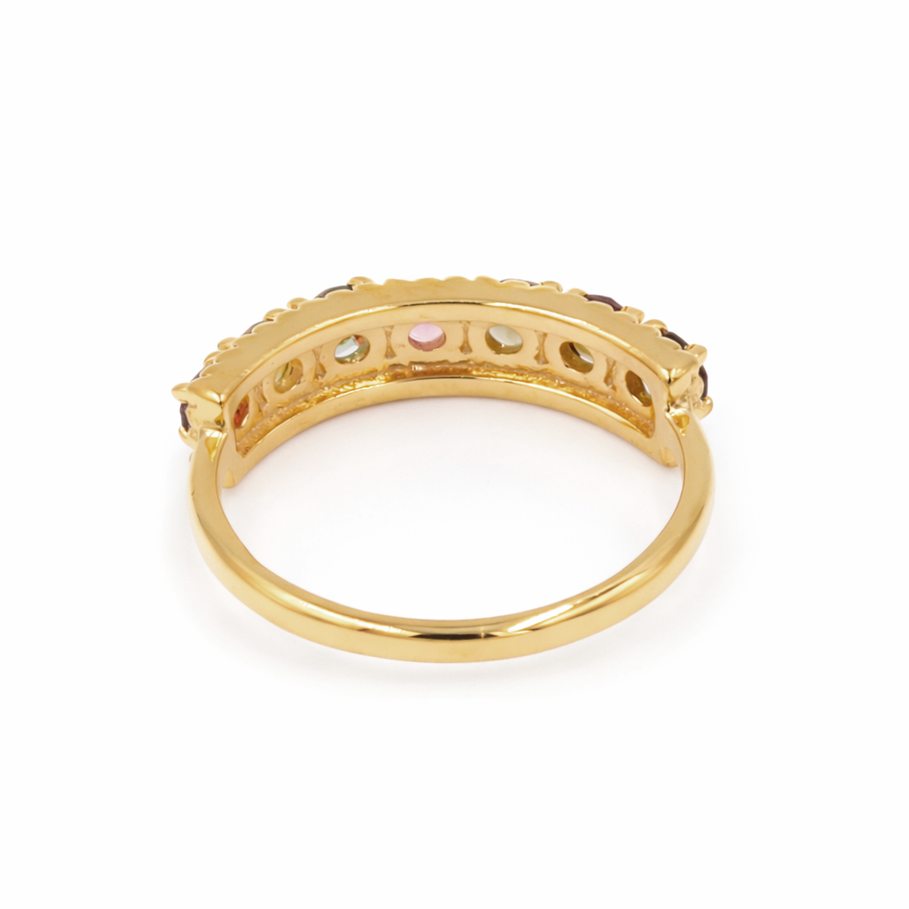 Multi Tourmaline Seven Stone Half-Eternity Ring in 925 Silver
