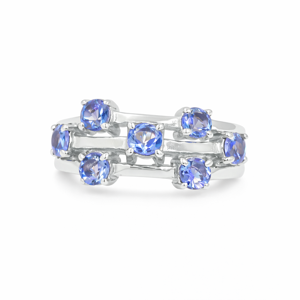 Blue Seven Star Universe 3 Layer Brand Tanzanite Ring