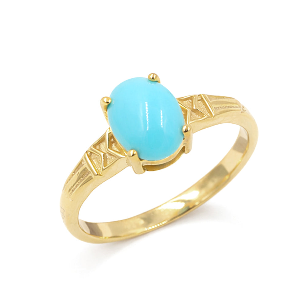 Turquoise Oval Cabochon Ring 925 Silver Cross Brand Design