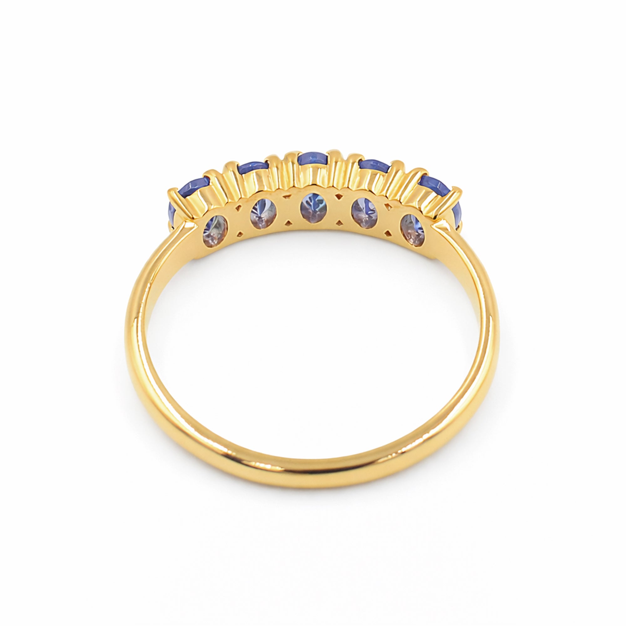 Five Stages Blue Tanzanite Oval Ring in 925 Silver