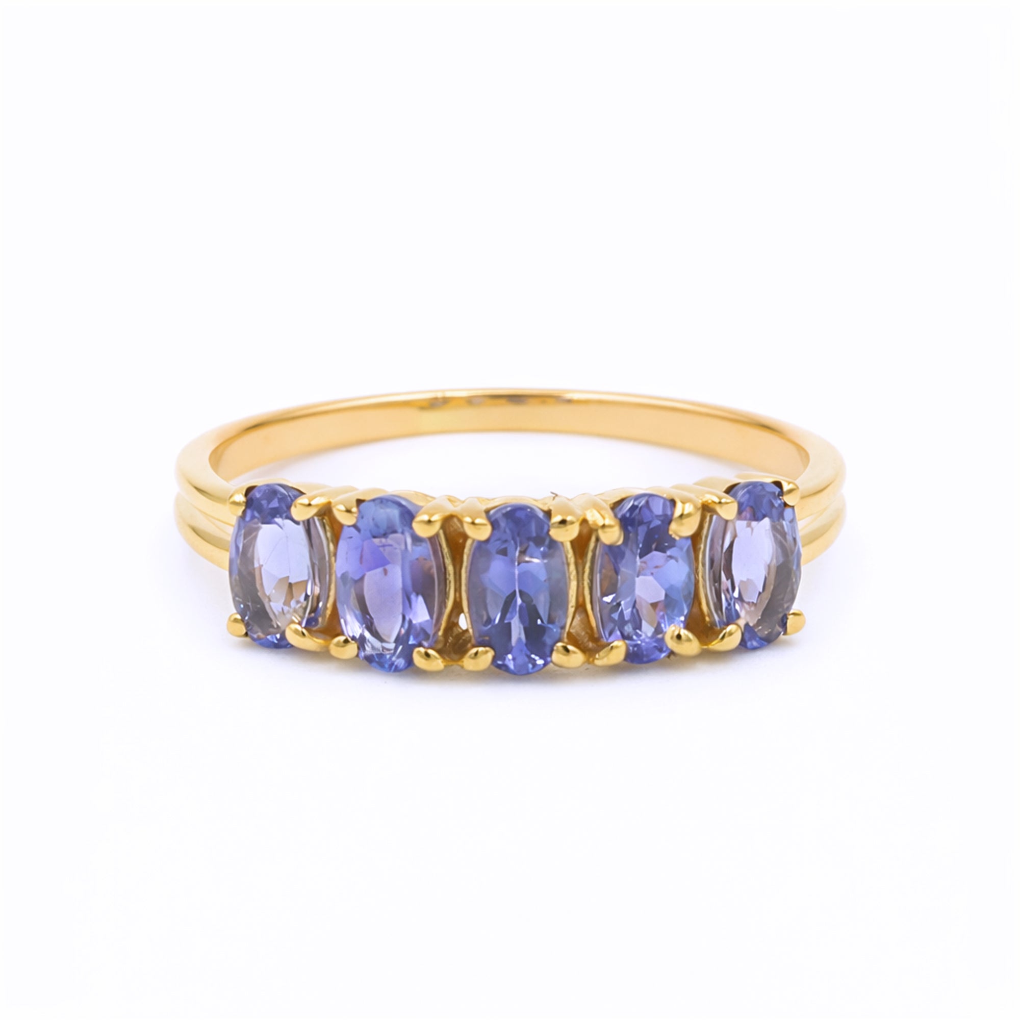 Five Stages Blue Tanzanite Oval Ring in 925 Silver