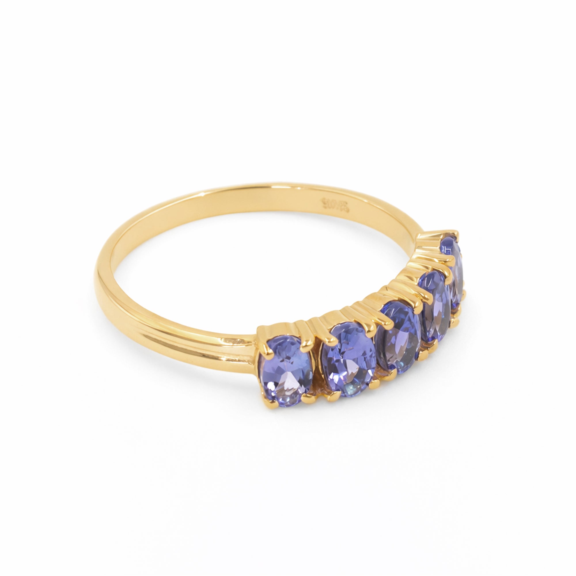 Five Stages Blue Tanzanite Oval Ring in 925 Silver