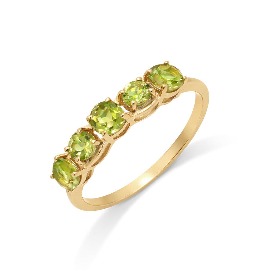 Peridot Five Stone Cut Gemstone Ring in 925 Silver