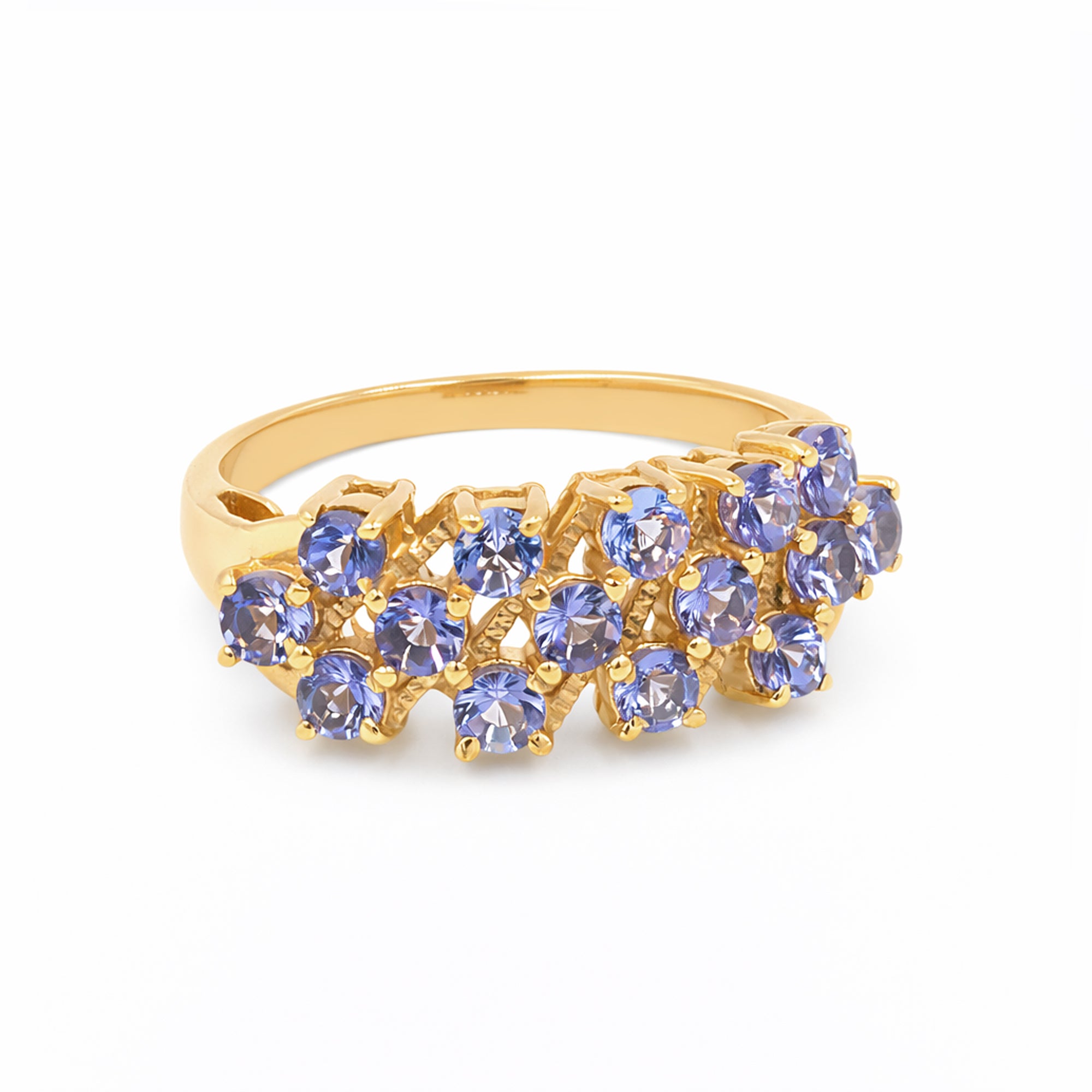13 Stone Blue Tanzanite Cluster Ring in 925 Silver