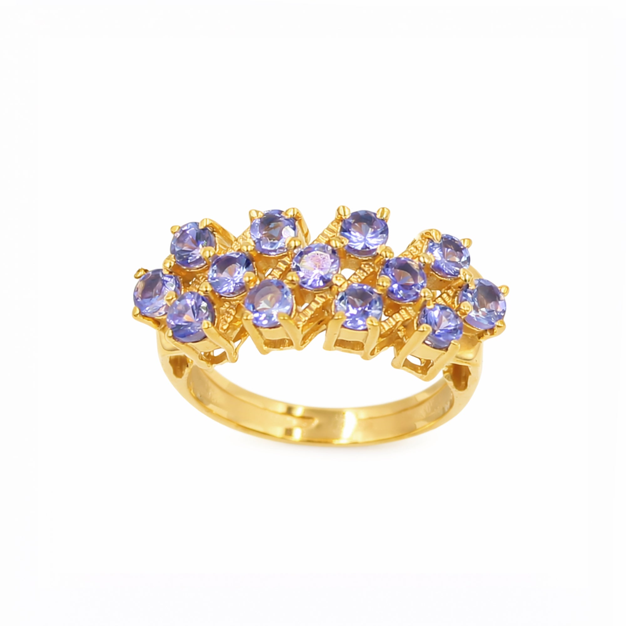13 Stone Blue Tanzanite Cluster Ring in 925 Silver