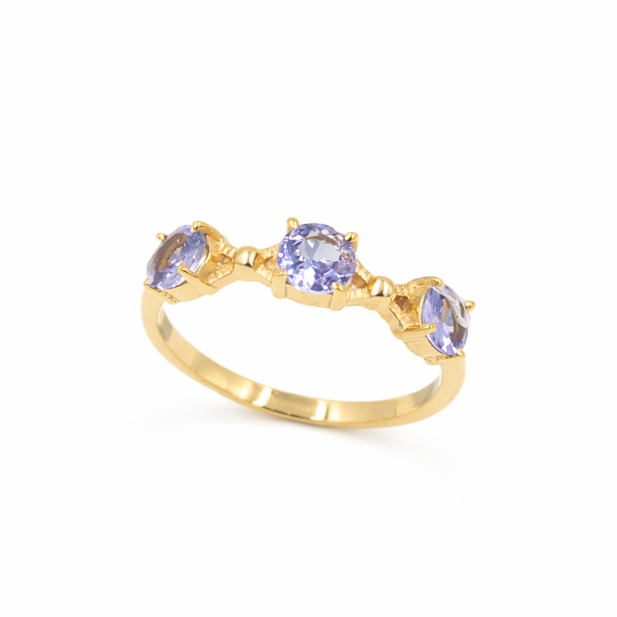 Three Stone Tanzanite Ring in 925 Sterling Silver Past Present Future Designer Ring