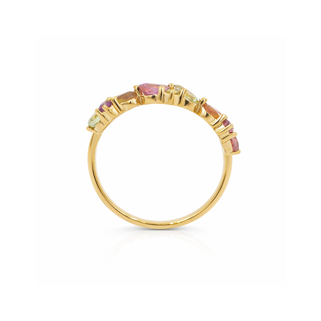 Multi Tourmaline Queen Crown Designer Ring in 925 Silver