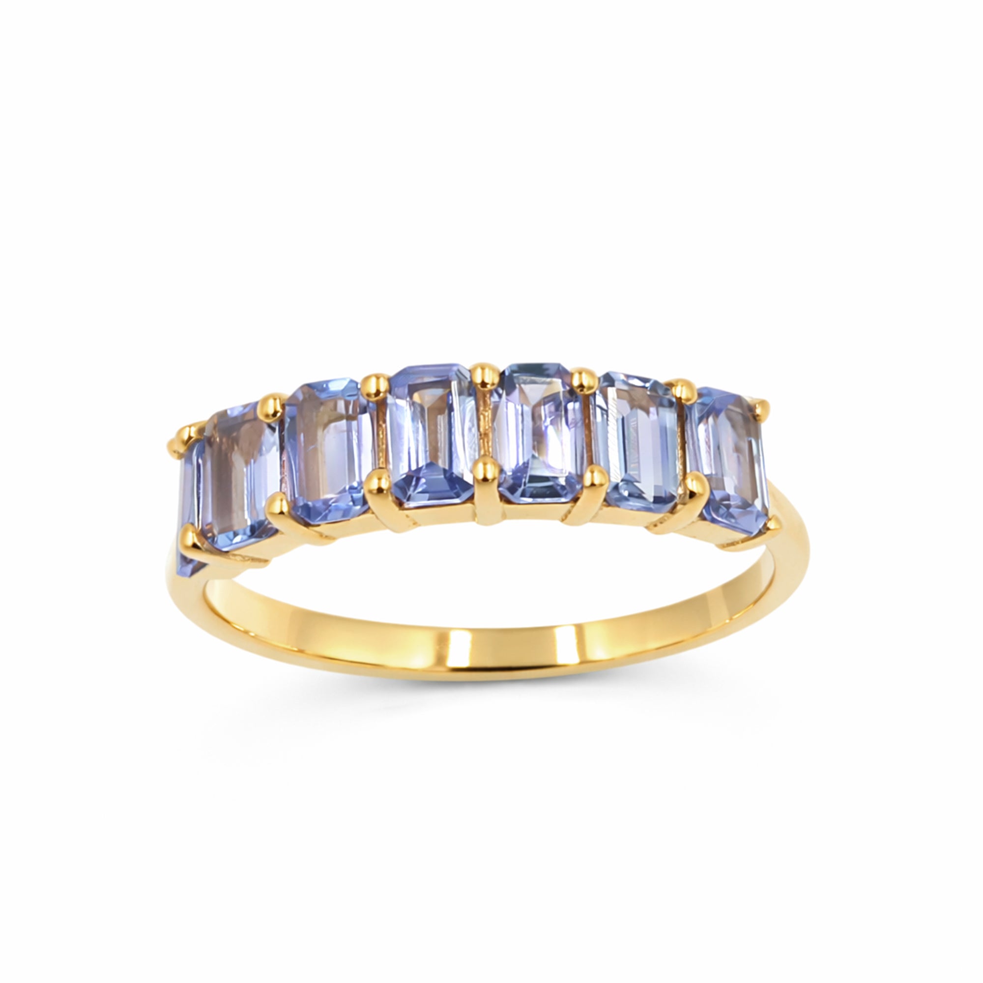 Seven Blue Stone Octagon Tanzanite Band in 925 Silver