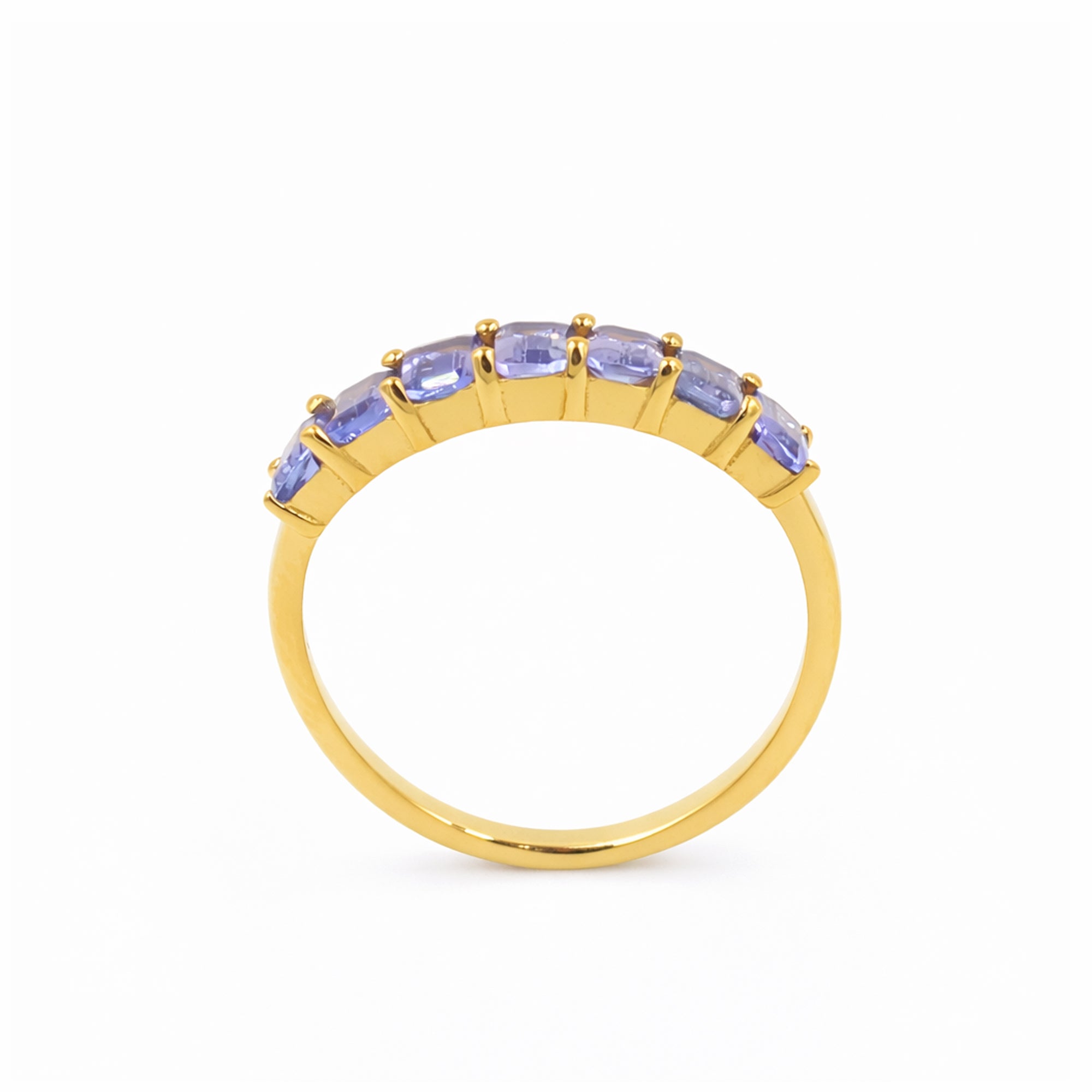Seven Blue Stone Octagon Tanzanite Band in 925 Silver