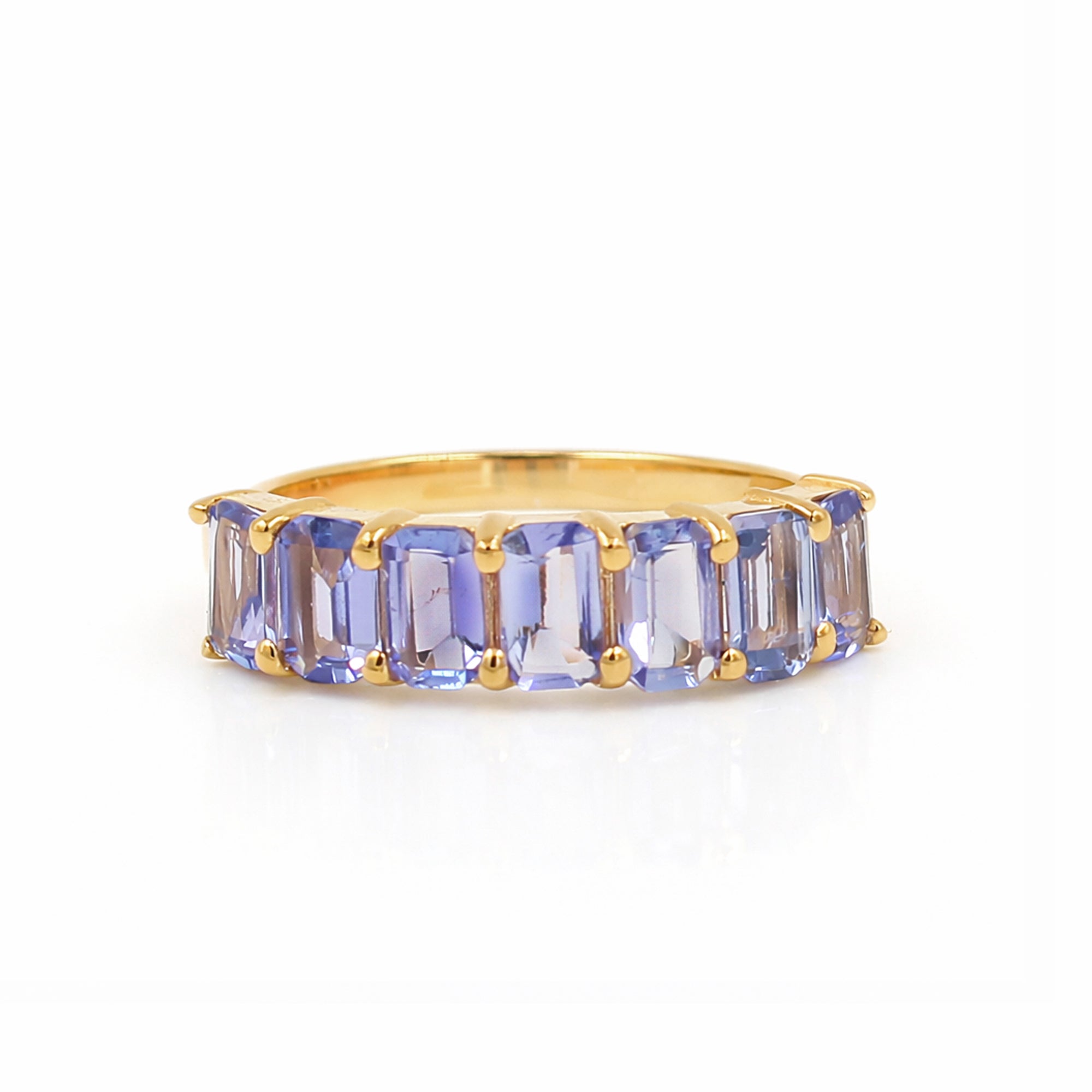 Seven Blue Stone Octagon Tanzanite Band in 925 Silver