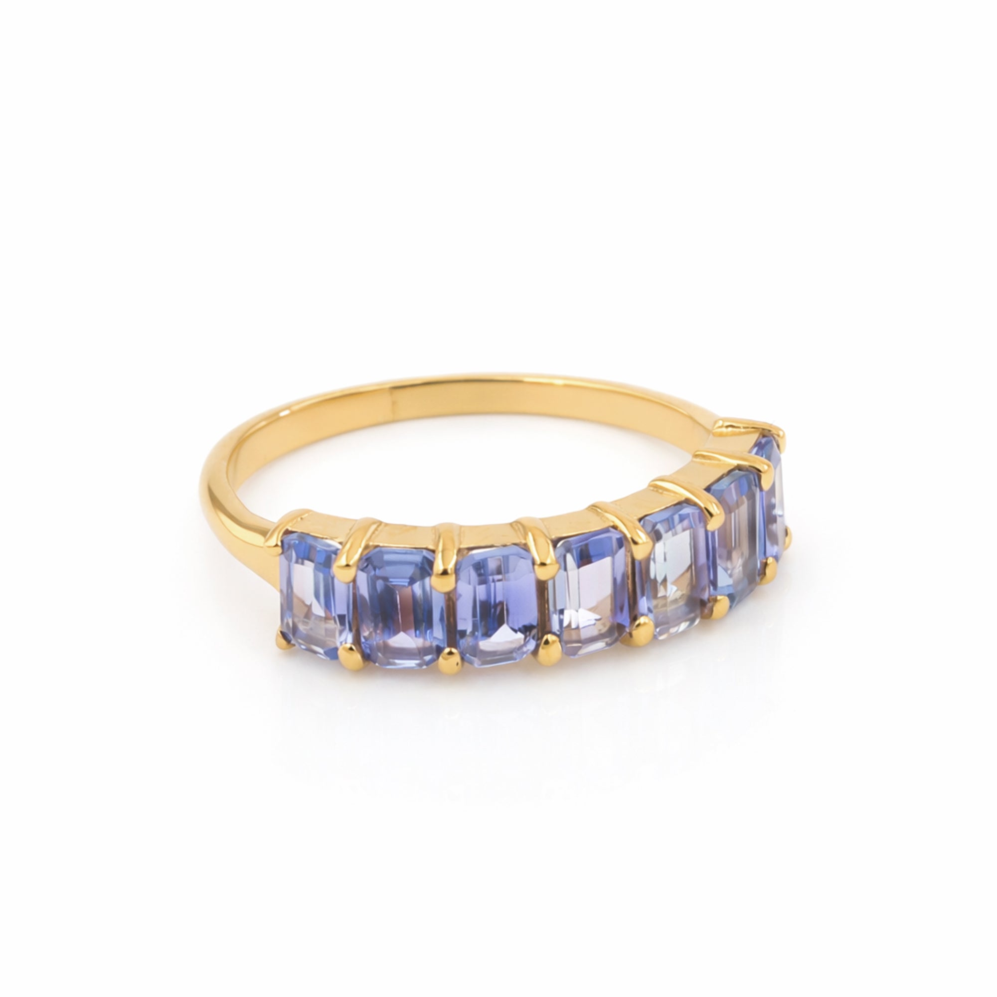 Seven Blue Stone Octagon Tanzanite Band in 925 Silver