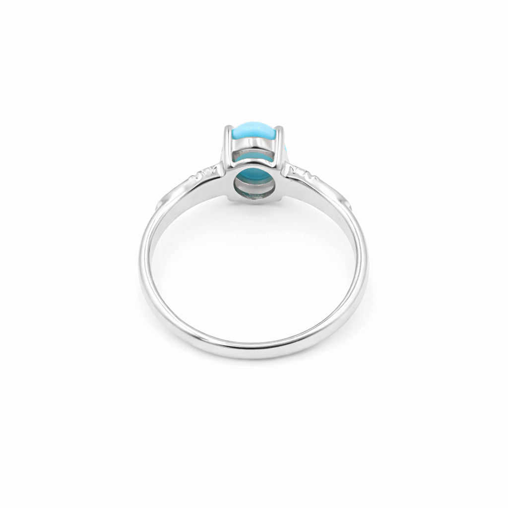 Turquoise Oval Cabochon Ring 925 Silver Cross Brand Design