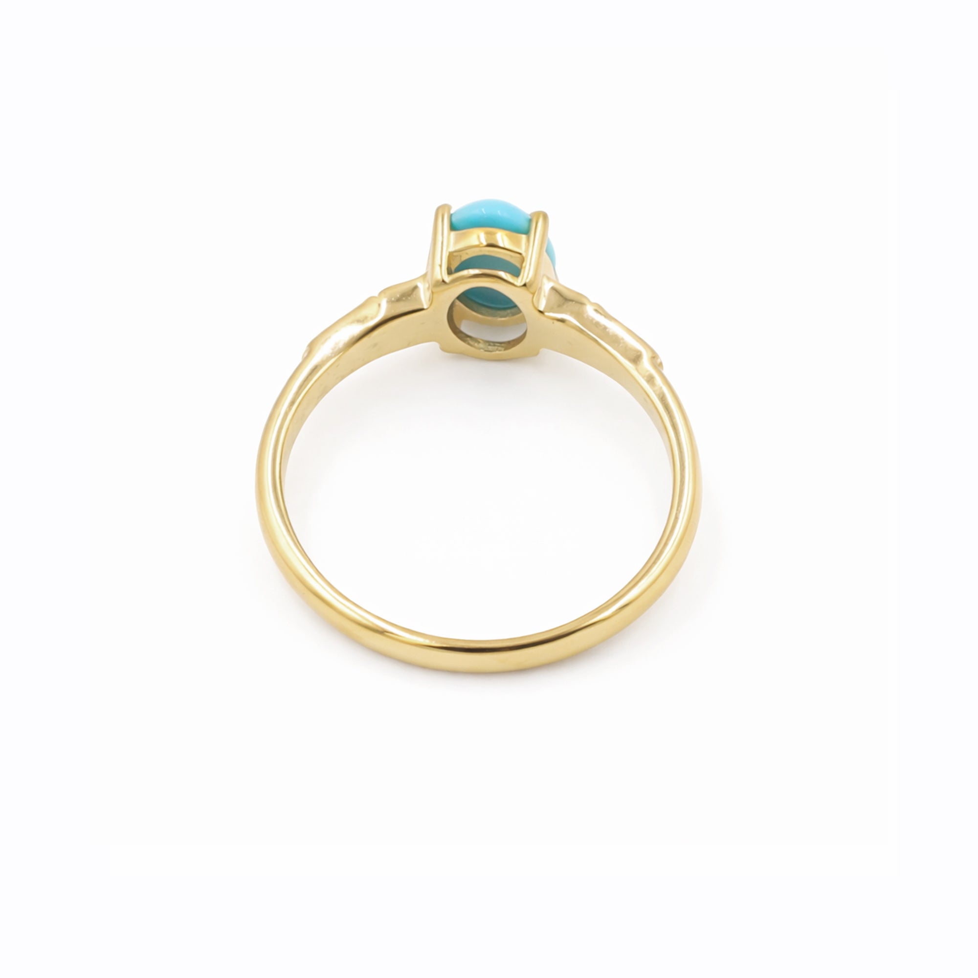Turquoise Oval Cabochon Ring 925 Silver Cross Brand Design