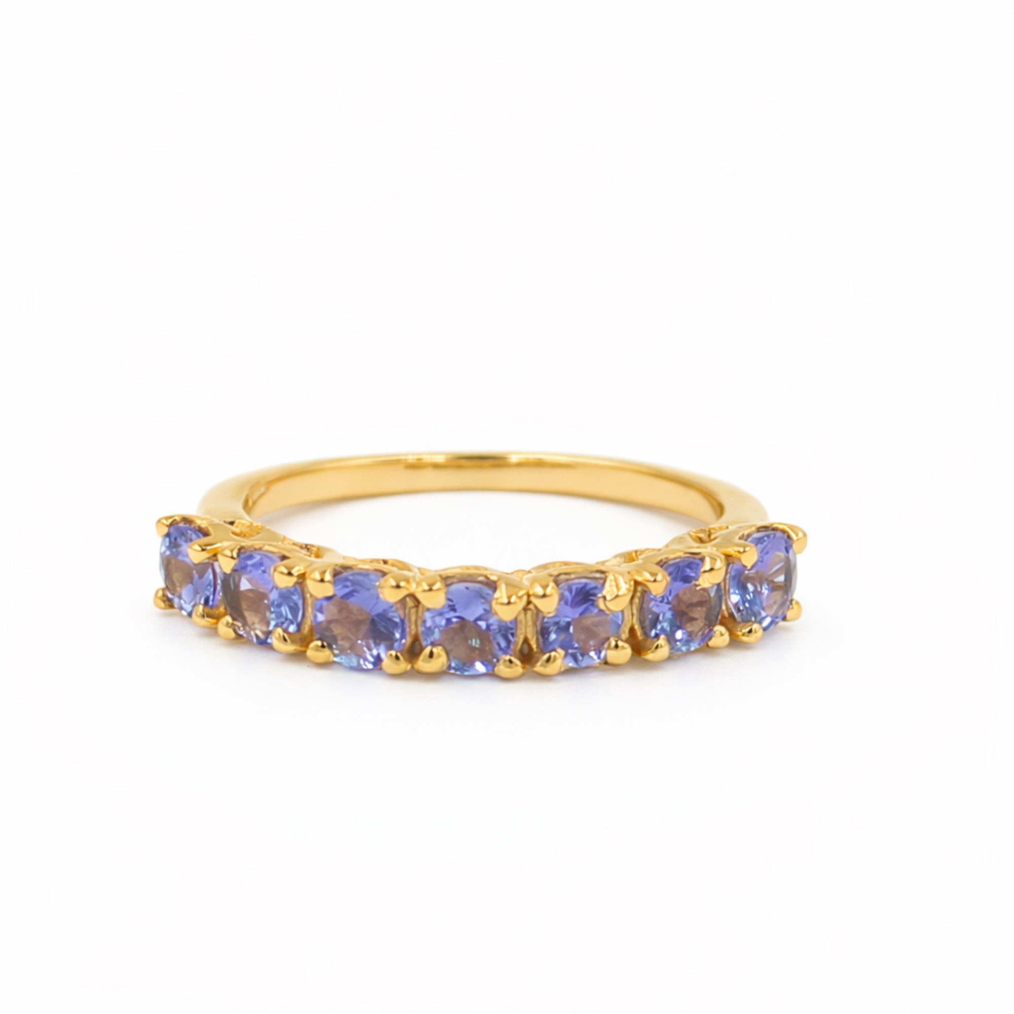 Seven Stages Tanzanite Round Stone Ring in 925 Silver