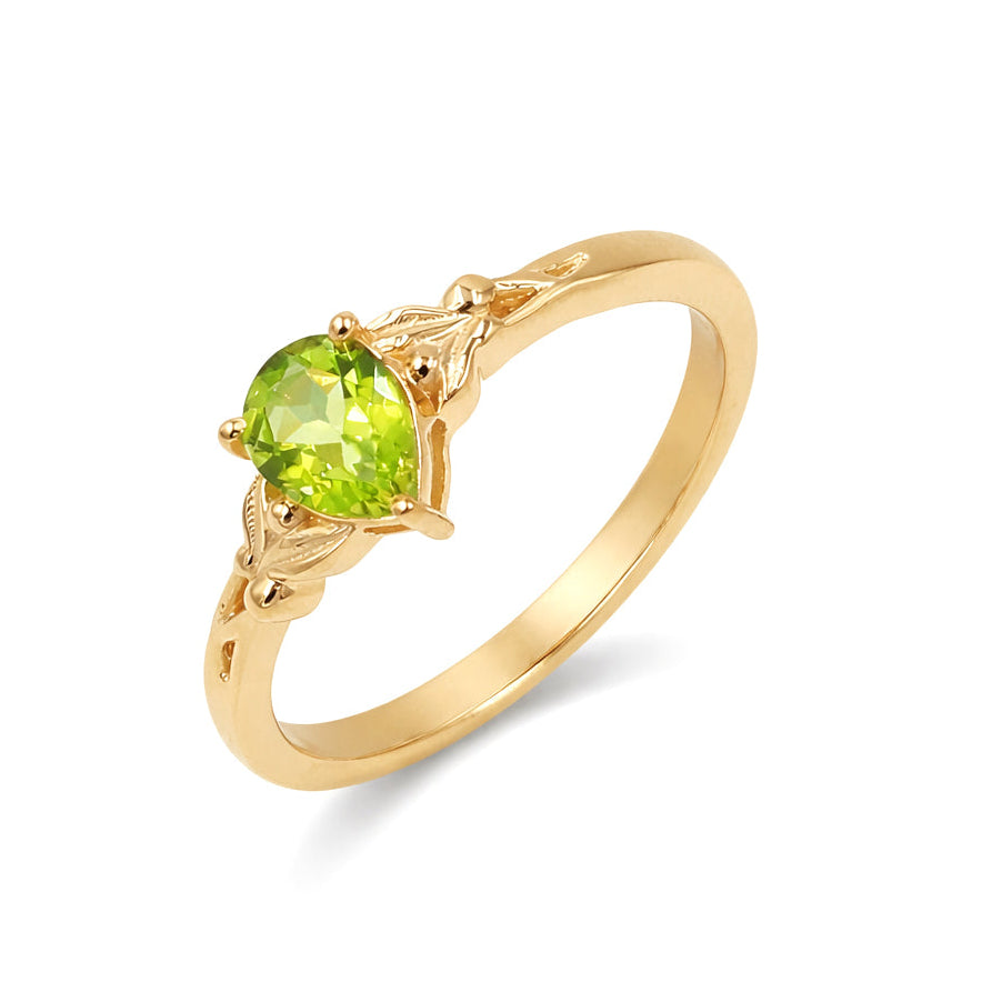925 Silver Pear Peridot Criss Cross Climber Ring – Nature Inspired Design
