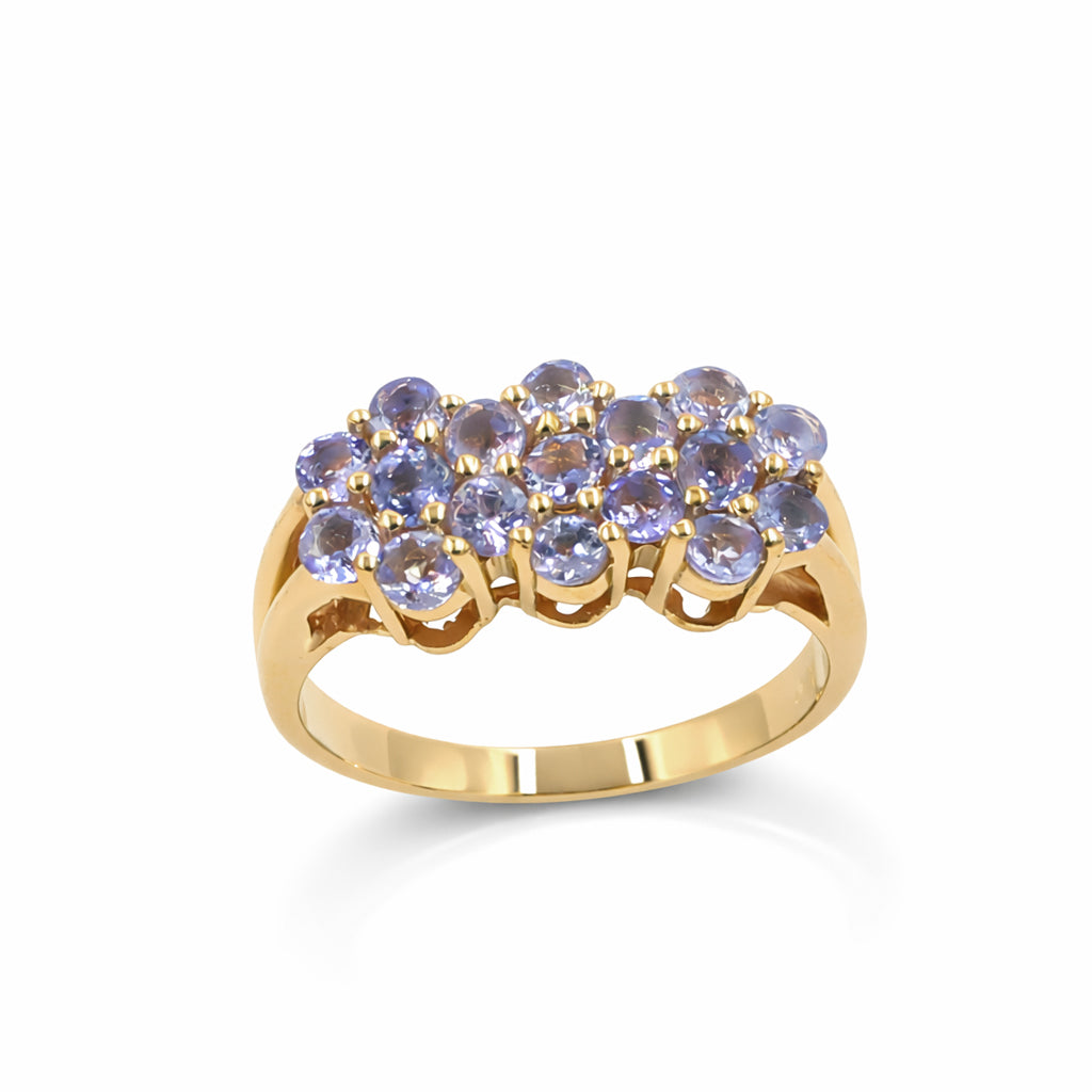 Modern Art Tanzanite Cluster Ring in 925 Silver