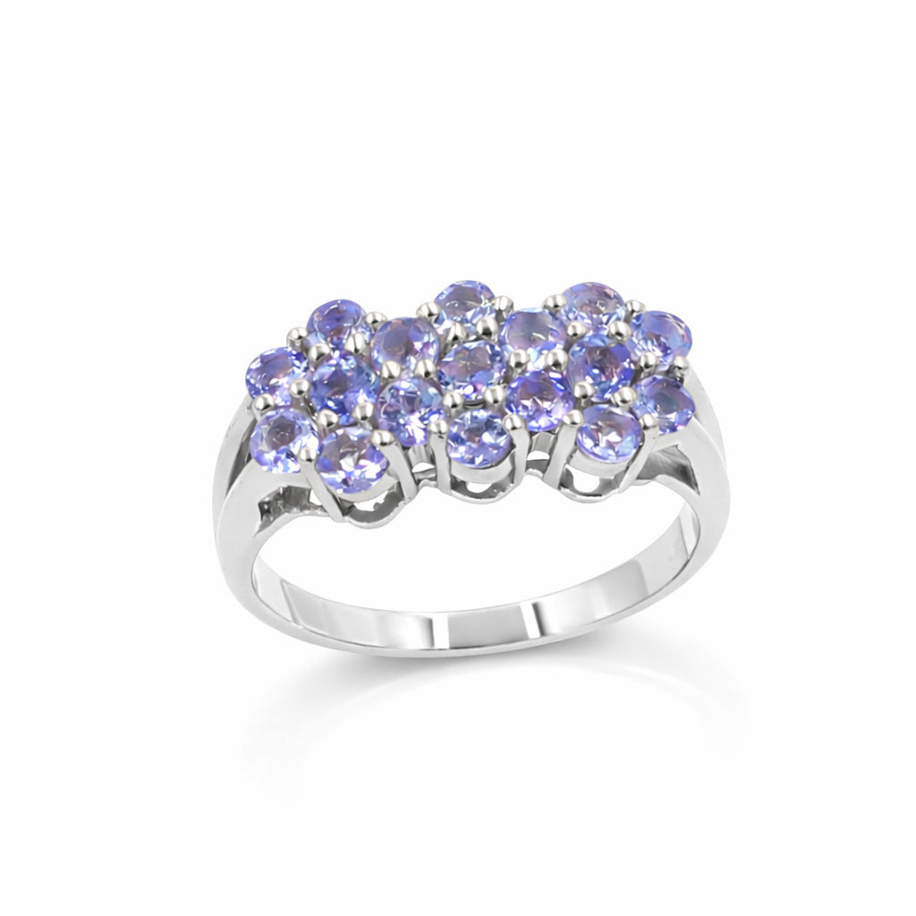 Modern Art Tanzanite Cluster Ring in 925 Silver