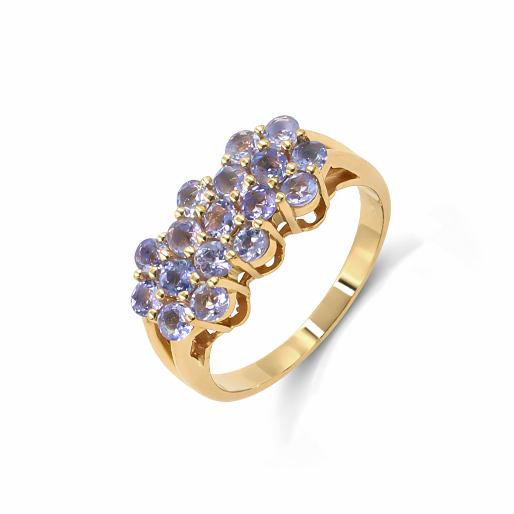 Modern Art Tanzanite Cluster Ring in 925 Silver