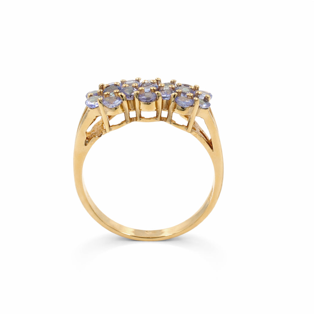 Modern Art Tanzanite Cluster Ring in 925 Silver