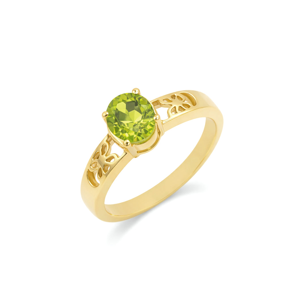 925 Silver Peridot Butterfly Band Ring with Modern Designer Finish