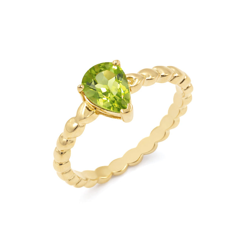 925 Silver Pear Peridot Heart Band Ring with Elegant Designer Finish