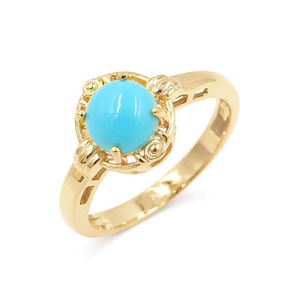 Egyptian Empire Turquoise Cabochon Ring 925 Silver