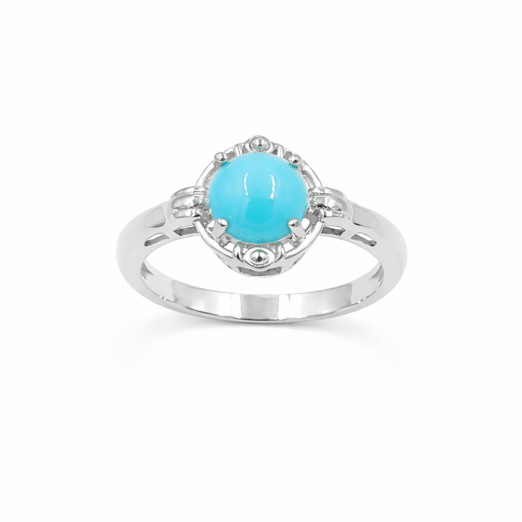 Egyptian Empire Turquoise Cabochon Ring 925 Silver