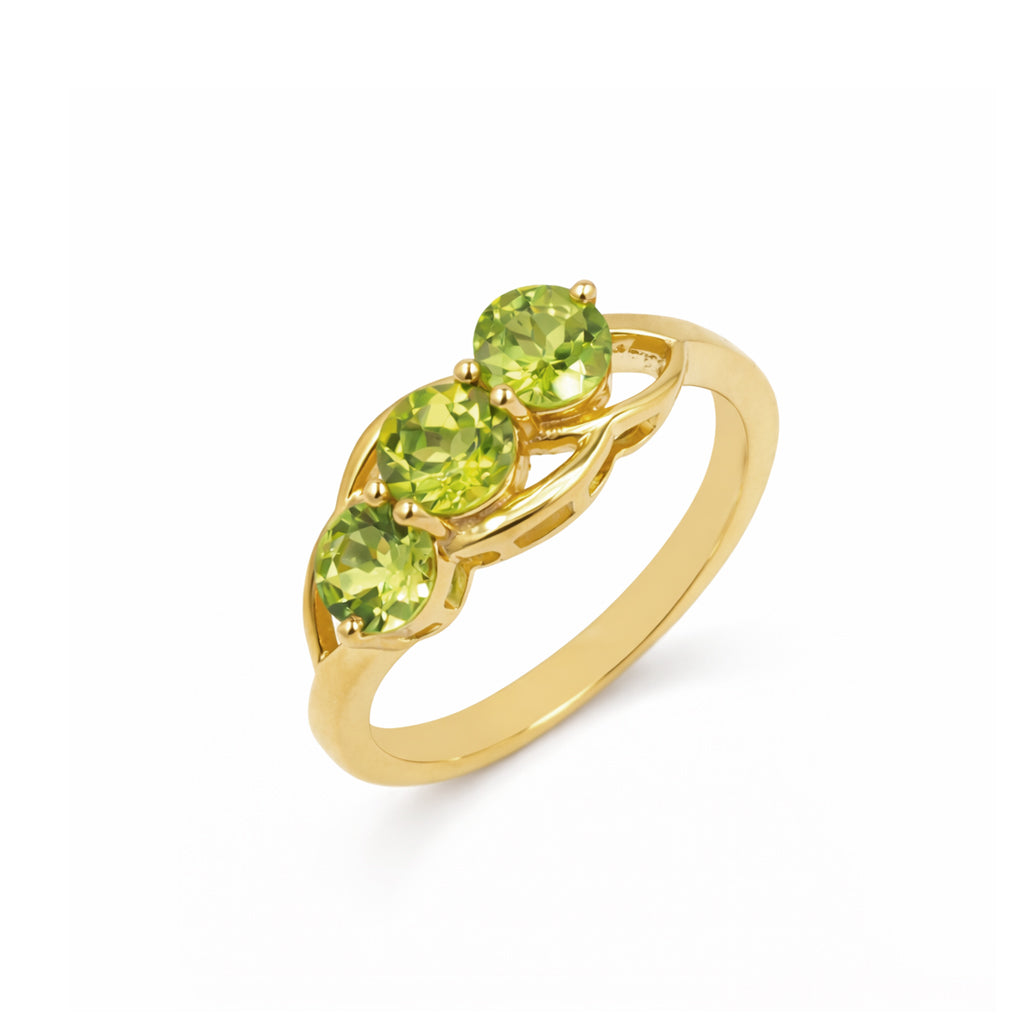 Silver 925 Peridot Trilogy Ring – Three Stone Designer