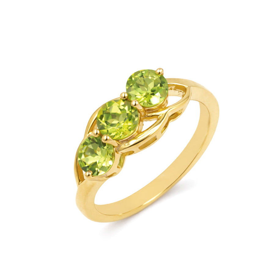 Four Stone Peridot Ring with Layered Band in 925 Silver
