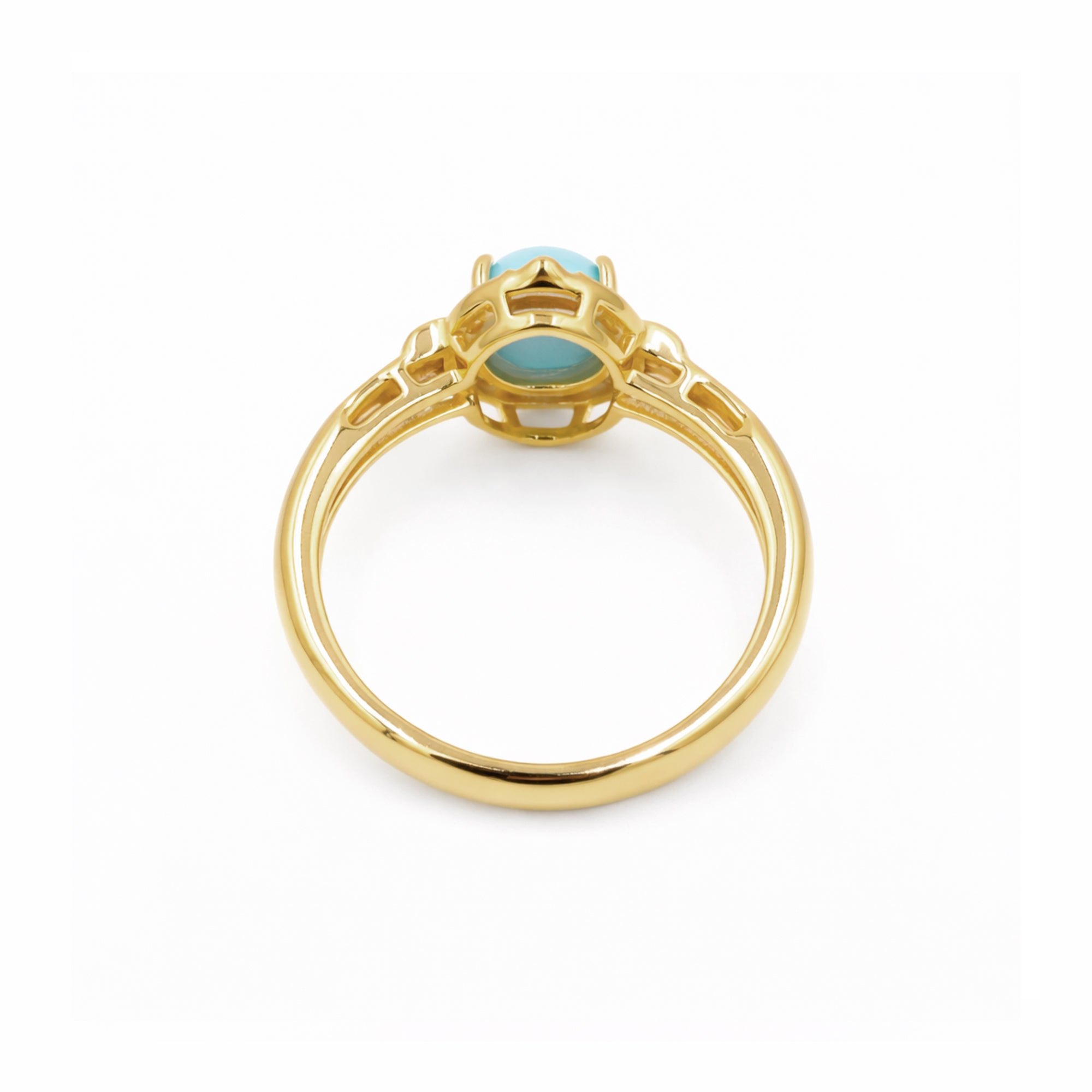 Egyptian Empire Turquoise Cabochon Ring 925 Silver