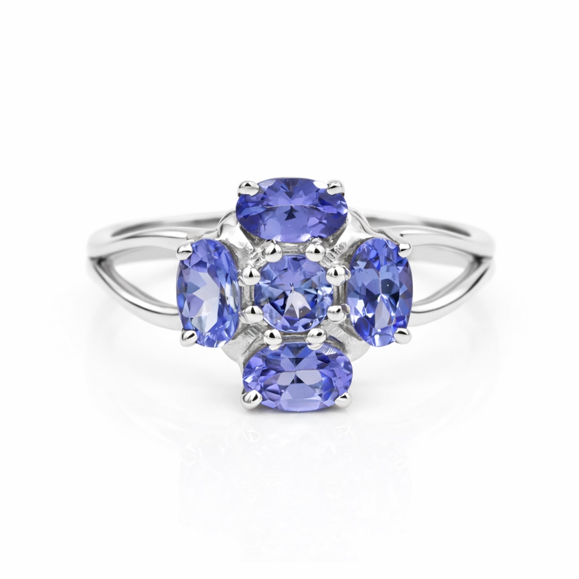 Lungwort Blue Flower Tanzanite Ring in 925 Sterling Silver