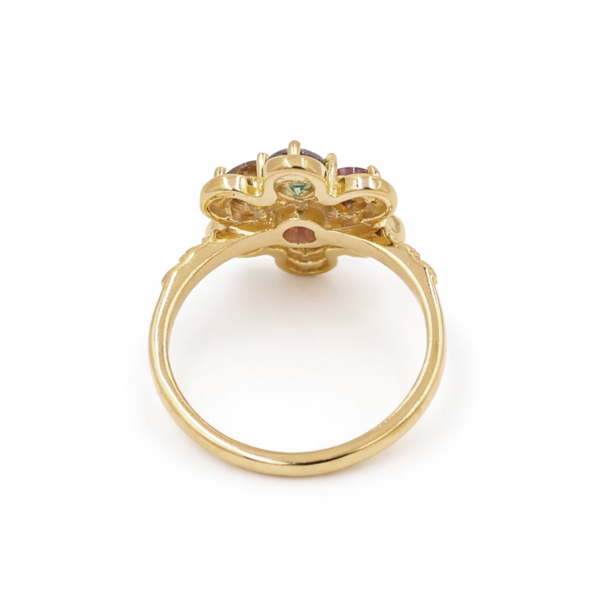 Multi Tourmaline Floral Cluster Ring in 925 Silver