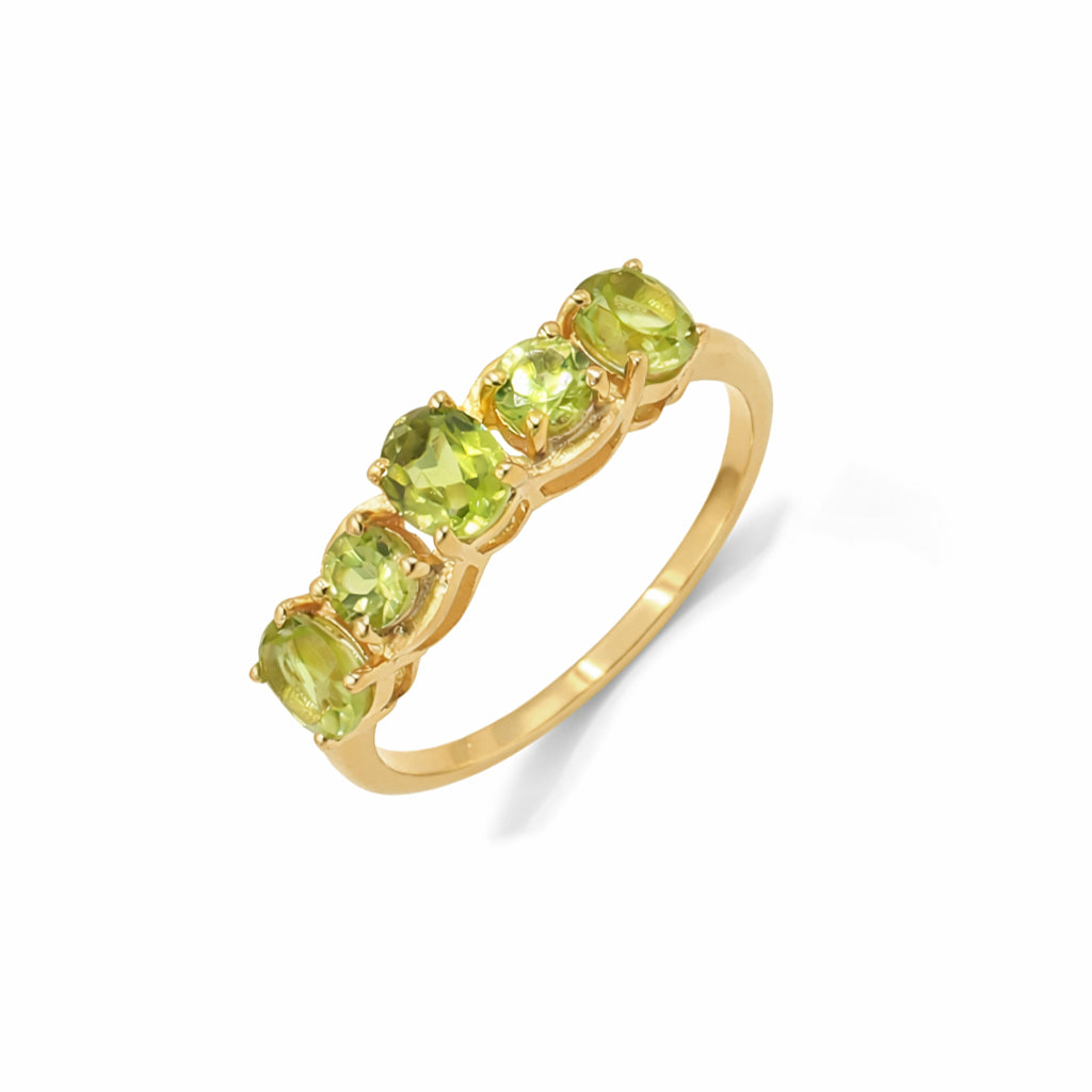 Peridot Five Stone Cut Gemstone Ring in 925 Silver