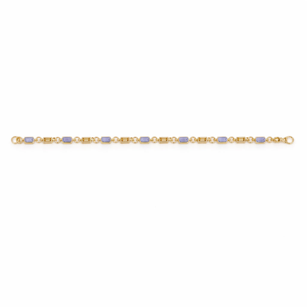 Tanzanite Octagon Stone Charm & Blank Link Bracelet in 925 Silver