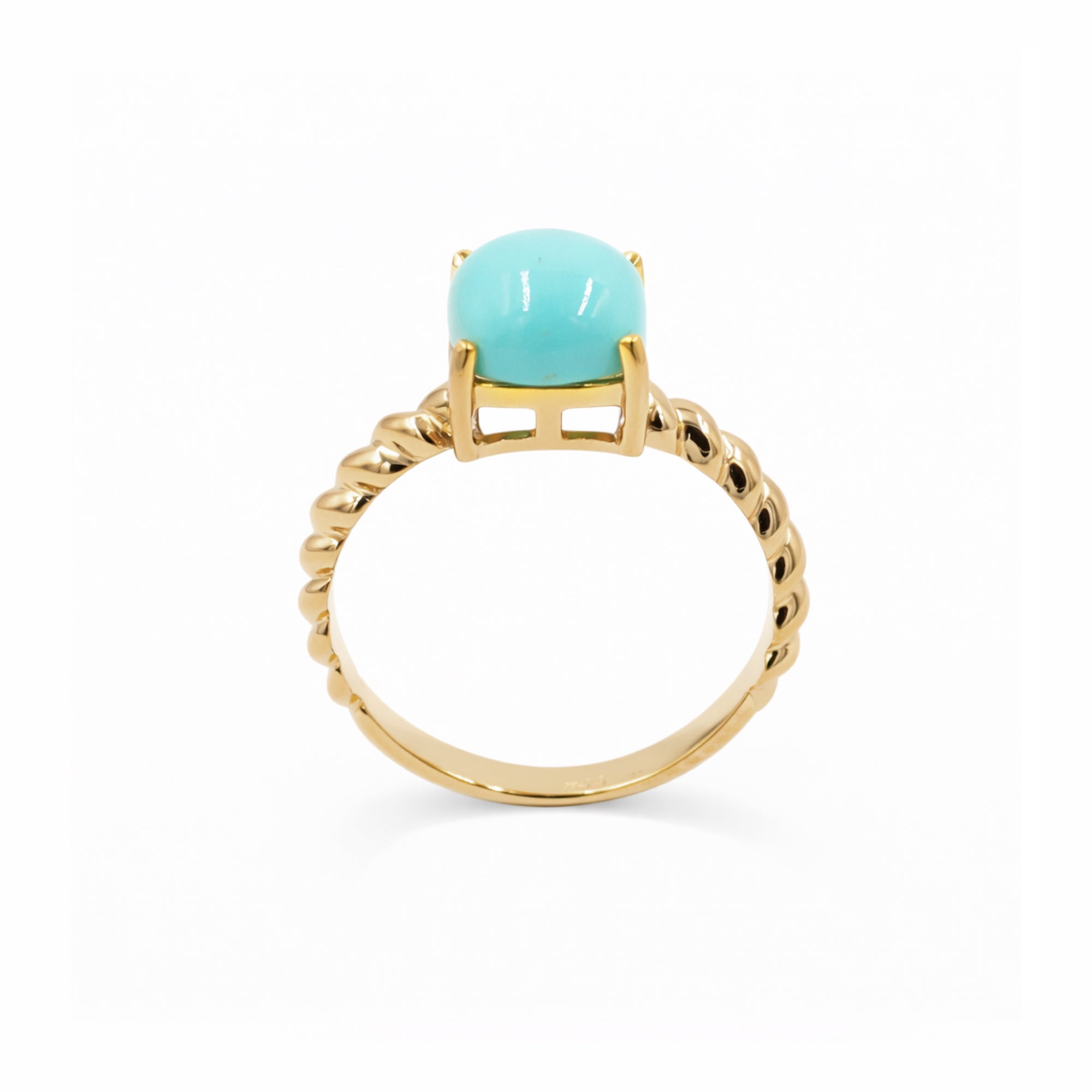 Turquoise Cushion Cabochon Ring 925 Silver Rope Band