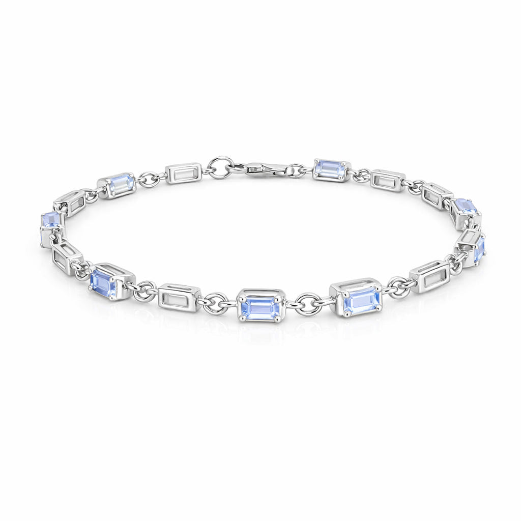 Tanzanite Octagon Stone Charm & Blank Link Bracelet in 925 Silver